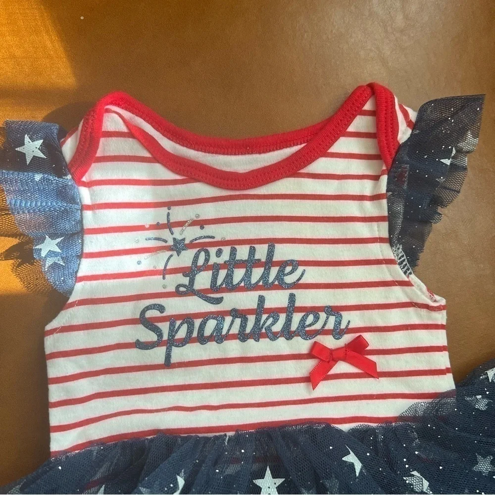 Baby Starters Baby Girl 3M Infant Red Stripe 4th of July Romper Bodysuit